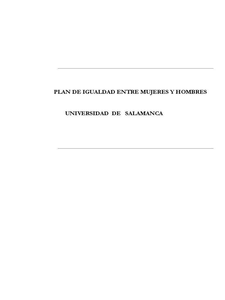 Plan de Igualdad USAL 2023 | PDF | Igualdad de género | Estudios de género