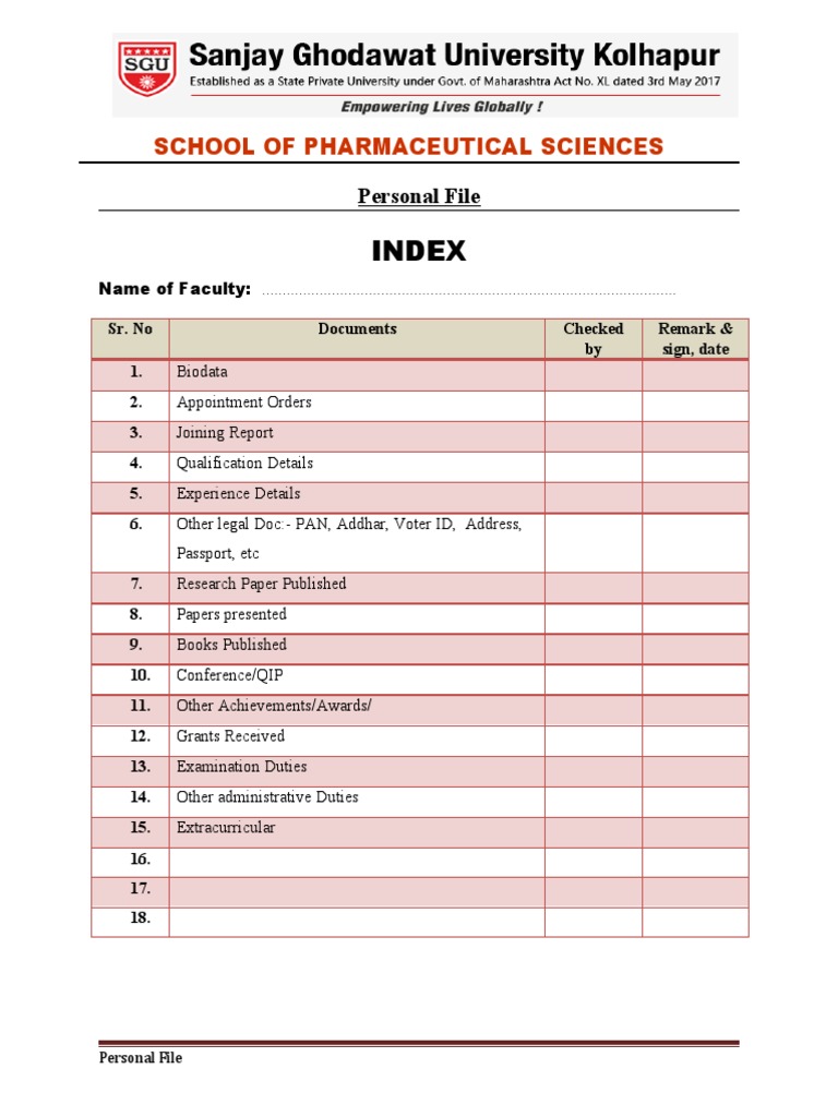 Personal File Inserts | PDF
