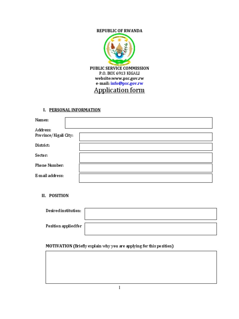 Rwanda Public Service Application Form | PDF | Diploma | Criminal Record