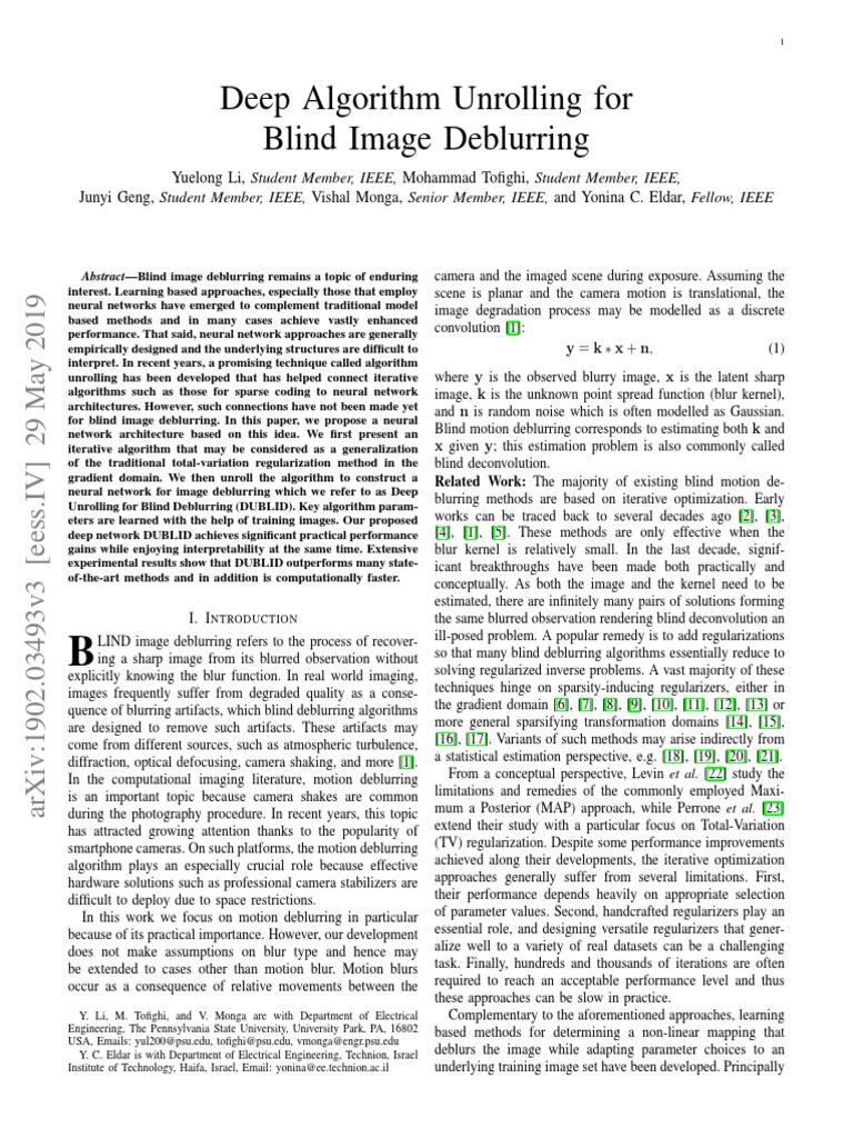 Deep Unrolling for Blind Image Deblurring | PDF | Artificial Neural ...