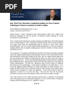 Rep. Thad Viers Introduces Legislation Ending Tax-Payer Funded Lobbying by School Associations in South Carolina
