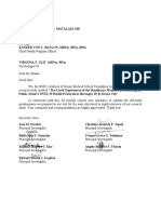 Transmittal Letter To The Validators