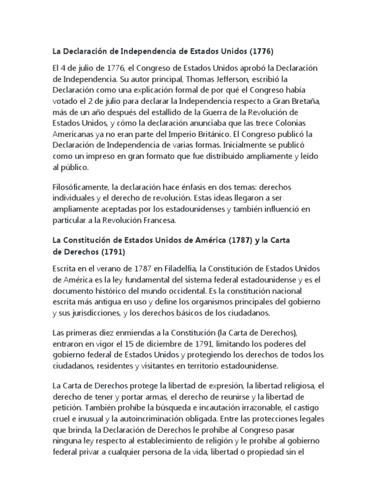 Declaración de Independencia de EE. UU. | PDF | Los Estados Unidos ...