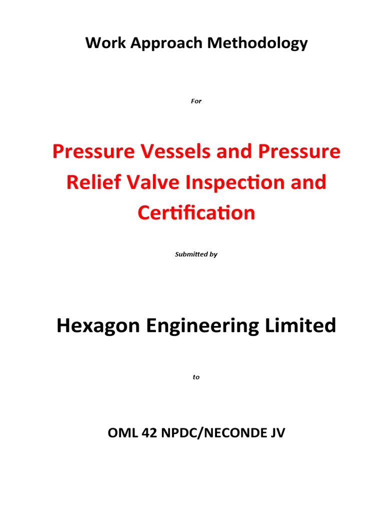 Work Methodology For Pressure Vessel and PRV Inspection | PDF ...