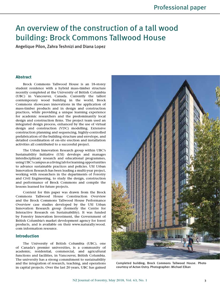An Overview of The Construction of A Tall Wood Building - Brock Commons ...