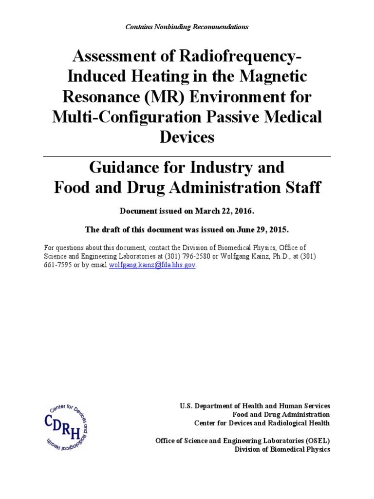 Assessment of Radiofrequency Induced Heating in The Resonance