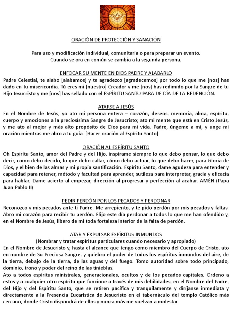 Oración de Sanación y Protección | PDF | Oración | Cristo (título)