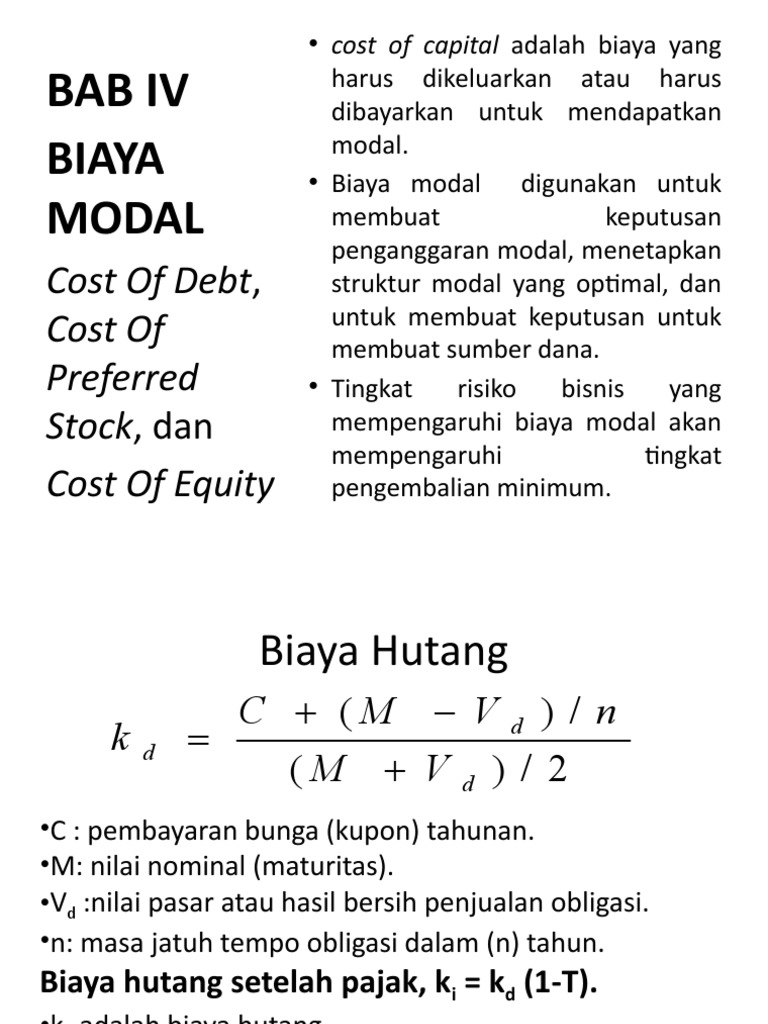 Struktur dan Perhitungan Biaya Modal | PDF