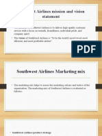 Southwest Airlines mission, vision, marketing mix & strategies