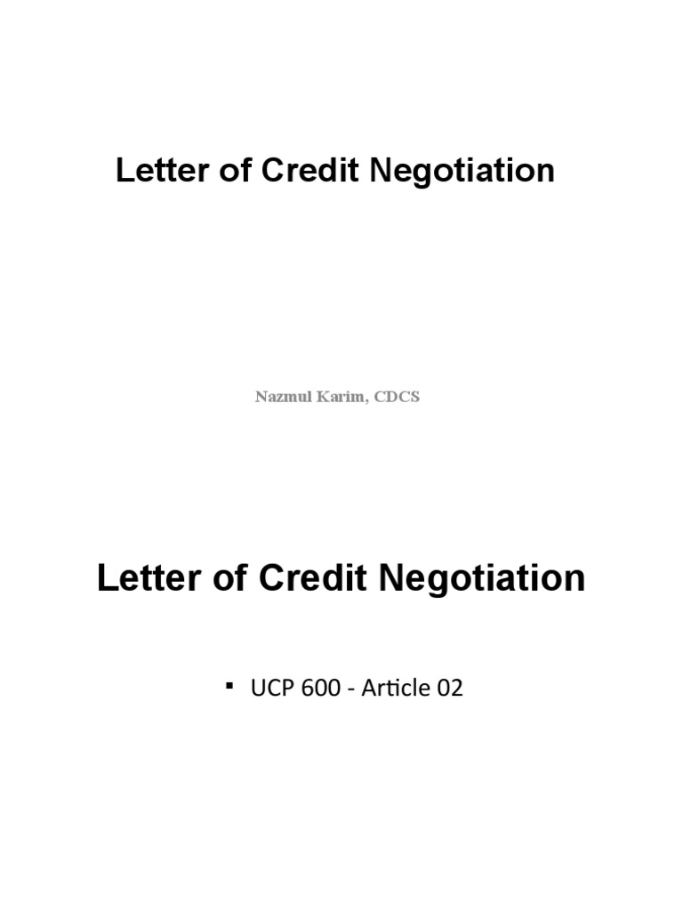 Letter of Credit Negotiation Overview | PDF | Letter Of Credit ...