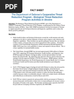 Fact Sheet On The Department of Defense's Cooperative Threat Reduction Program - Biological Threat Reduction Program Activities in Ukraine