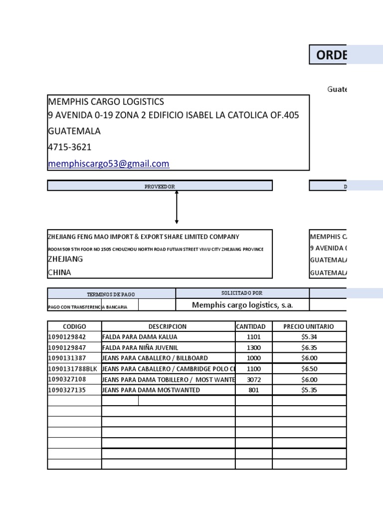 Orden de Compra Ejemplo | PDF