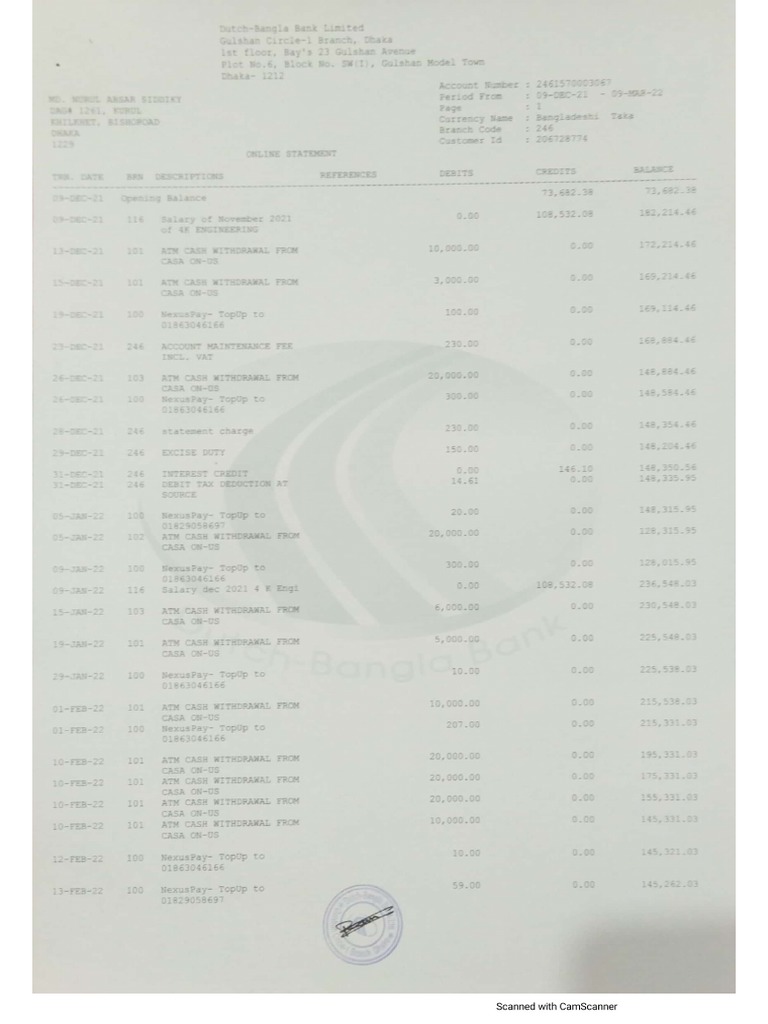 Bank Statement PDF