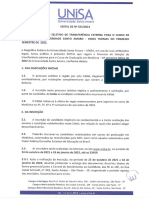 Edital No 022.2021 Edital Do Processo Seletivo de Transferencia Externa Para o Curso de Medicina Da Universidade Santo Amaro Turmas Do Primeiro Semestre de 2022 1