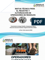NORMATIVA TÉCNICA PARA EL REGISTRO Y AUTORIZACIÓN DE OPERADORES DE RESIDUOS MMAyA