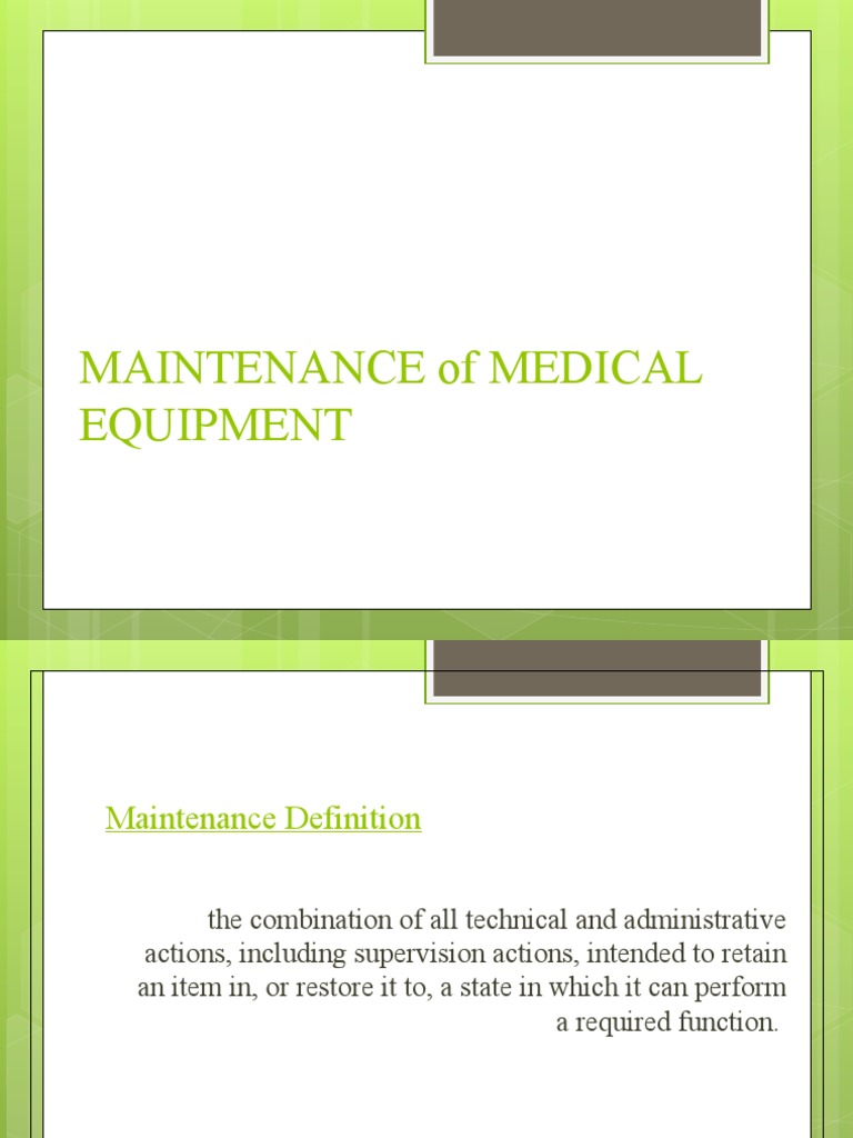 Maintenance of Medical Equipment PDF Engineering Systems Engineering