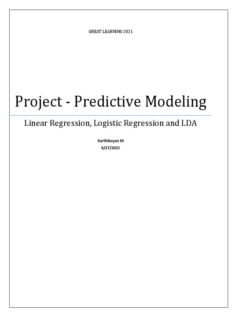 Predictive Modelling Project 1 PDF | PDF