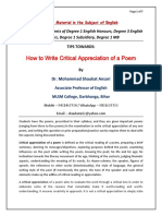 How To Write Critical Appreciation of A Poem by Dr. Mohammad Shaukat Ansari Meant For The Students of Degree 1 3 English Honours