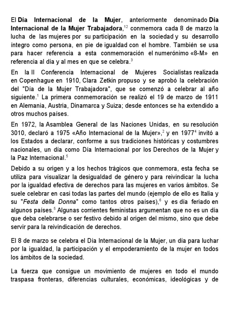 Día Internacional de la Mujer: 8 de marzo | PDF | Identidad Política ...