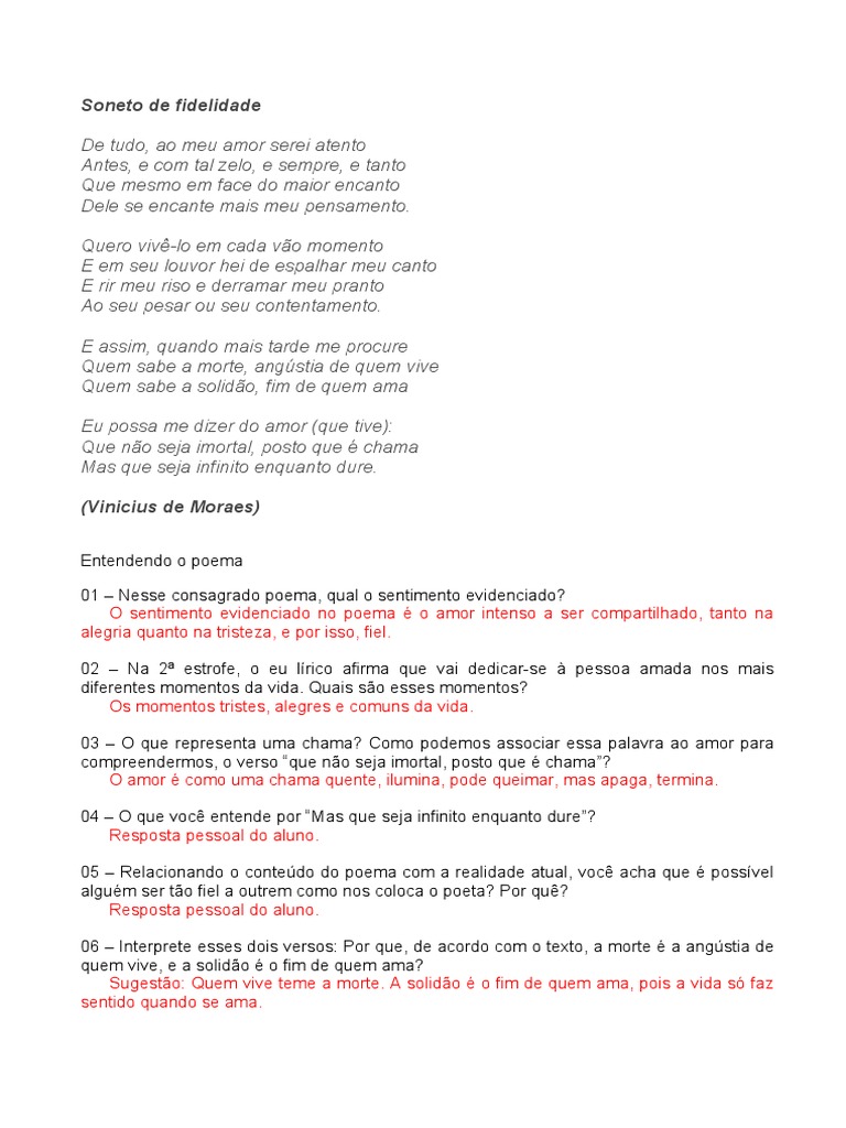 Soneto de Fidelidade | PDF | Amor | Sonetos