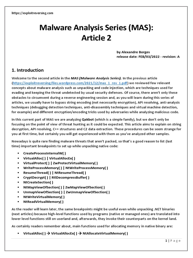 Malware Analysis Series (MAS) - Article 2 | PDF | Malware | Subroutine