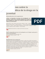 Reflexiones Sobre La Problemática de La Droga en La Juventud