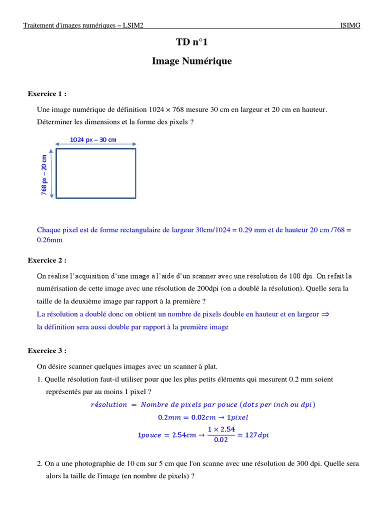 TD1 - Correction | PDF | Image numérique | Pixel
