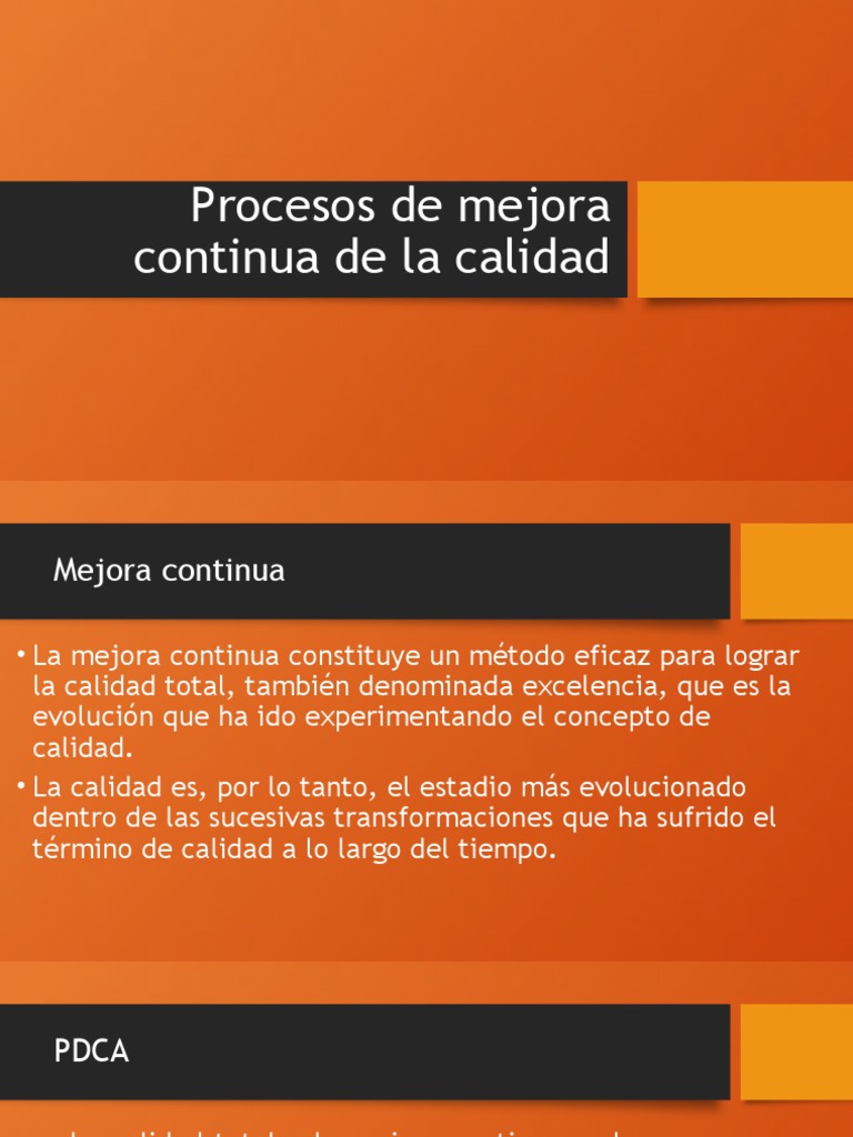 Procesos de Mejora Continua de La Calidad | PDF | Calidad (comercial ...
