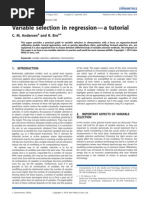 Download Variable selection in regressiona tutorial by swinfiel SN56408586 doc pdf