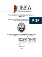 La coautoría y participación en el delito de Feminicidio Sede Central del distrito Judicial de Arequipa 2016-2018
