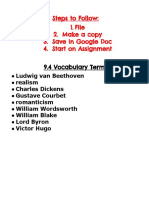 Steps To Follow: 1. File 2. Make A Copy 3. Save in Google Doc 4. Start On Assignment 9.4 Vocabulary Terms