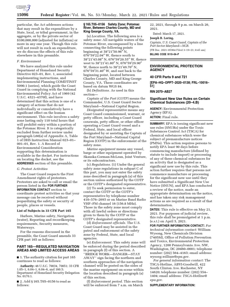 March 22 40 CFR Parts 9 And 721 PDF United States Environmental