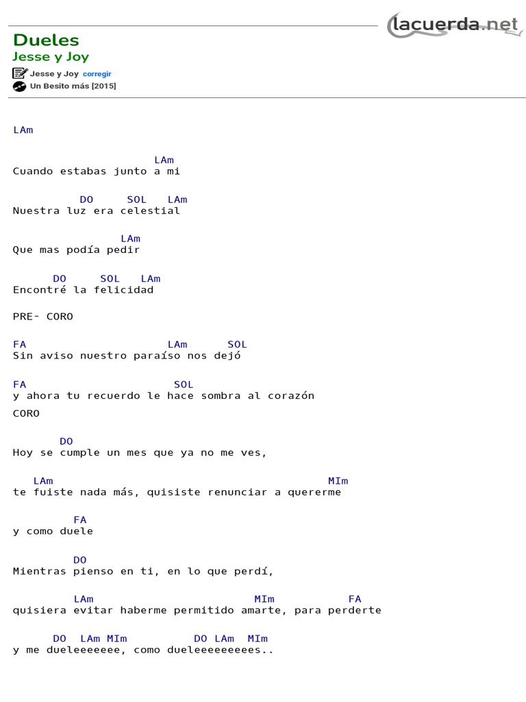 DUELES, Jesse y Joy Acordes PDF