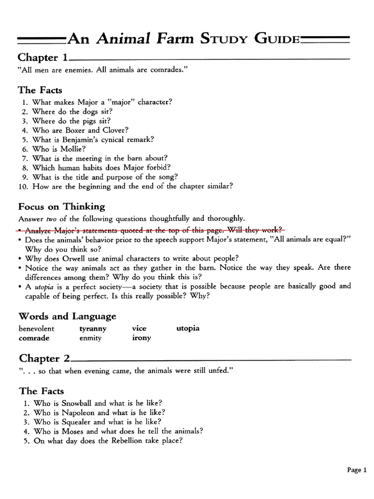 Animal Farm - Study Guide | PDF