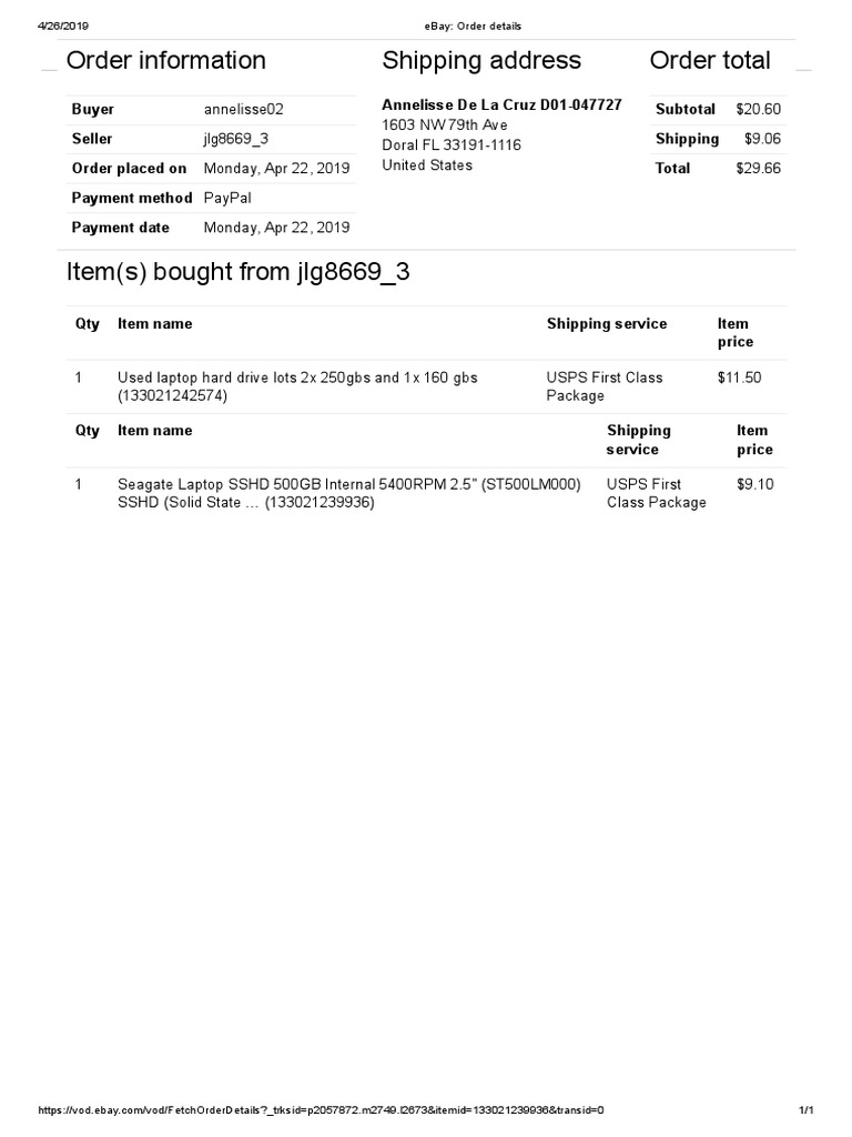 Order Information Shipping Address Order Total | PDF