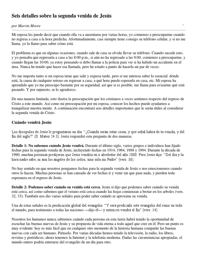 Seis Claves sobre la Segunda Venida de Jesús | PDF | Jesús | Libro de ...