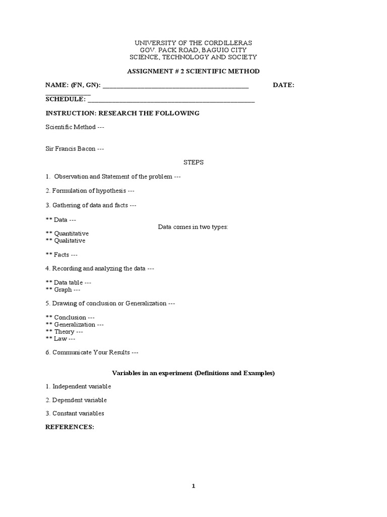 Assignment # 2 Scientific Method-2 | PDF
