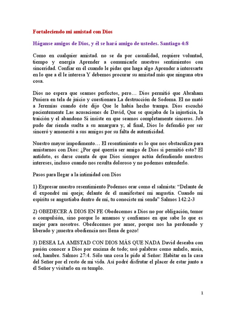 Cultivando la Amistad con Dios | PDF | Amor | Oración