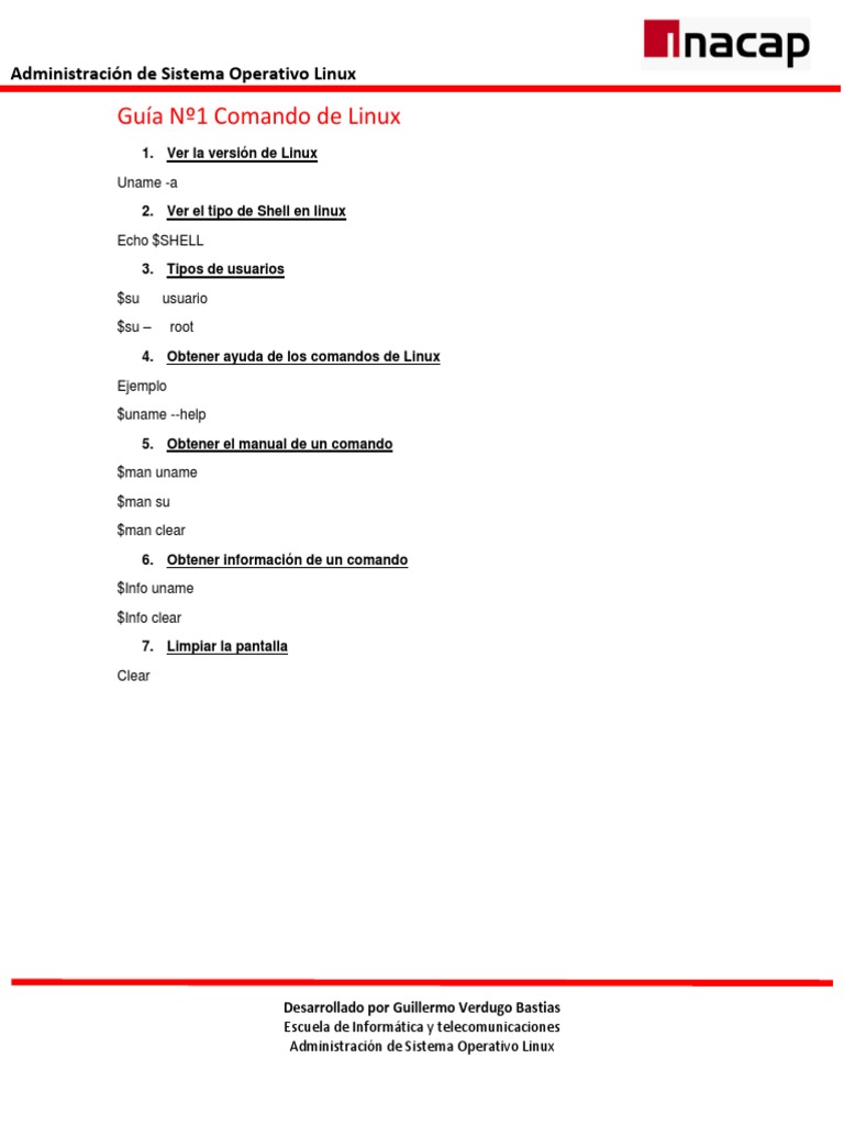 Guia 1 Comando de Linux | PDF | Archivo de computadora | Ingeniería de ...
