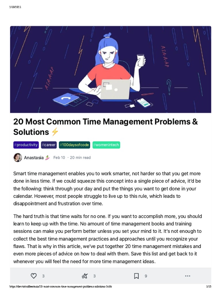 20 Most Common Time Management Problems & Solutions ⚡ DEV Community
