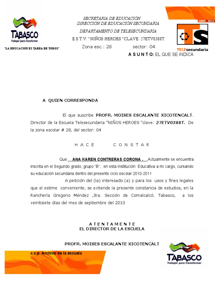 CONSTANCIAS DE ESTUDIOS