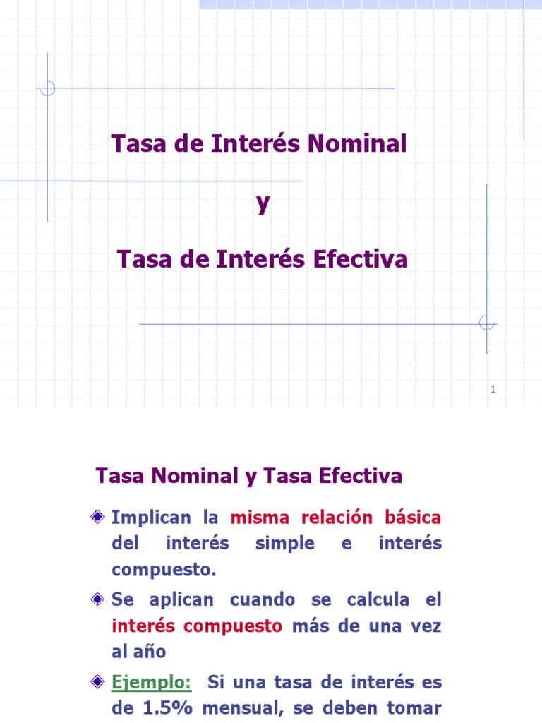 Tasa de Interes Nominal y Tasa de Interes Efectiva 1 PDF Interés Tasas de interés