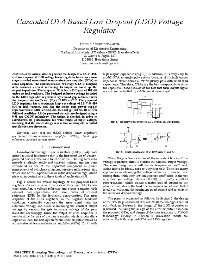 Cascoded OTA for LDO Voltage Regulation | PDF | Amplifier | Electricity