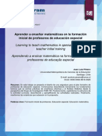 Aprender a enseñar matemáticas en la formación inicial de profesores de educación especial