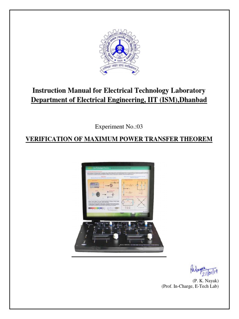 Max Power Transfer Theorem Lab Guide | PDF | Voltage | Electrical Network