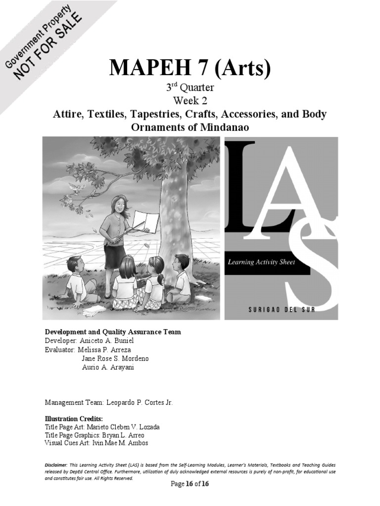 MAPEH 7 Arts Attire Textiles Tapestries Crafts Accessories and Body Ornaments of Mindanao PDF Weaving Textiles