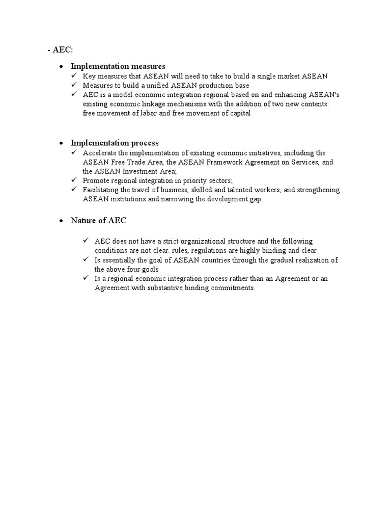AEC: Implementation Measures | PDF | Finance & Money Management ...