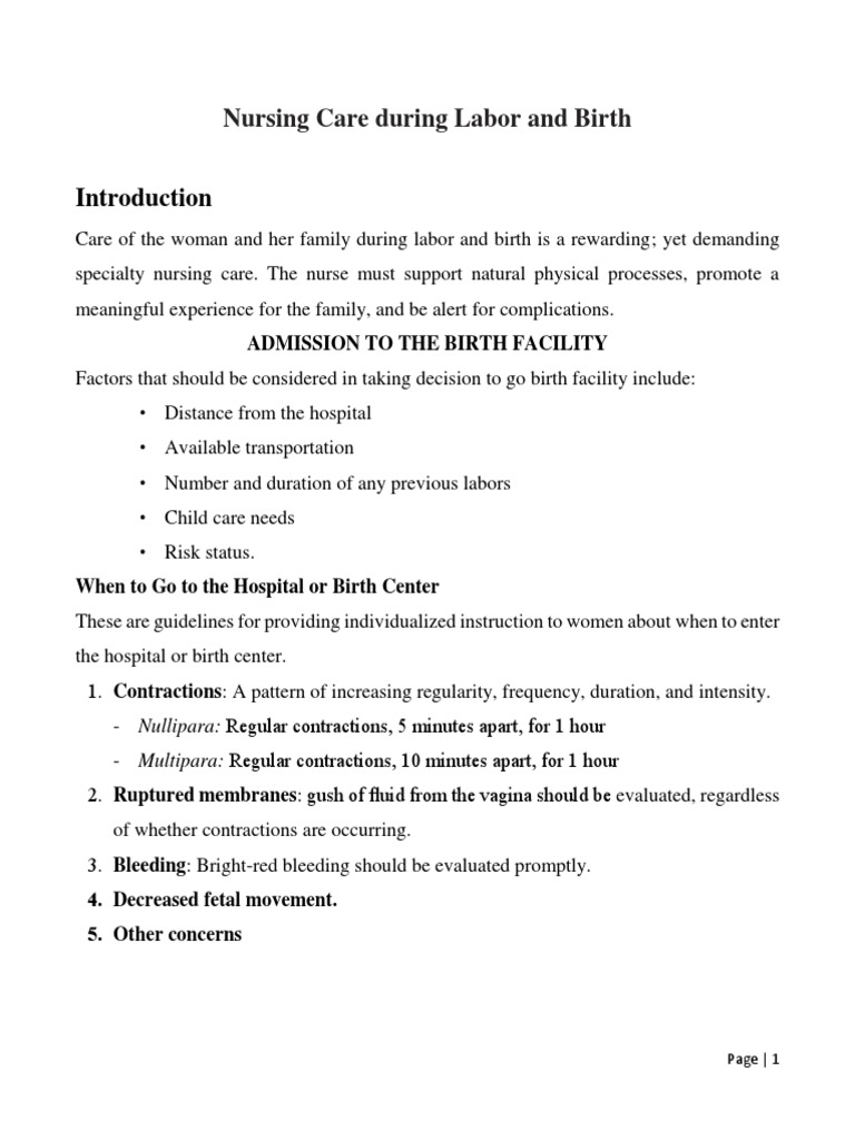 Nursing Care During Labor and Birth | PDF | Childbirth | Intravenous ...