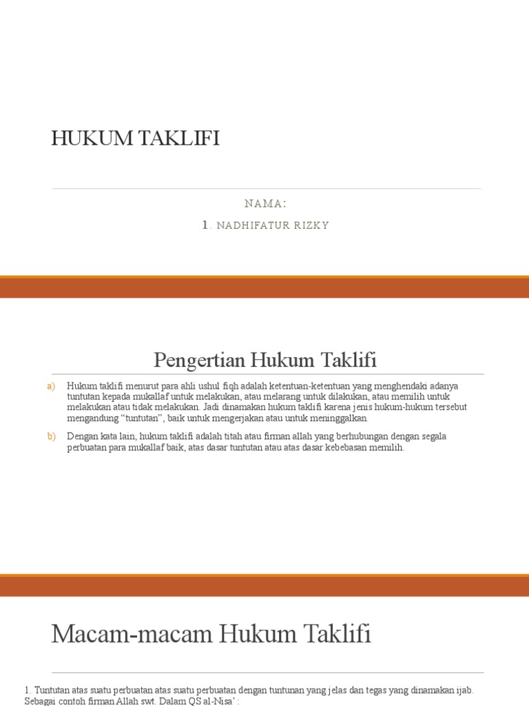 Pengertian Hukum Taklifi dalam Agama Islam