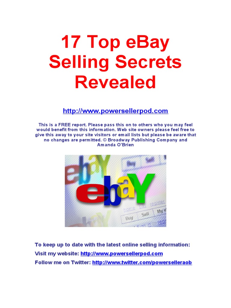 17 Top Ebay Selling Secrets Revealed PDF E Bay Auction